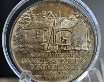 Daniel Webster / Franklin NH Commemorative Tokens - Franklin New Hampshire Town Medal - Daniel Webster 150th Anniversary Medal - Bronze