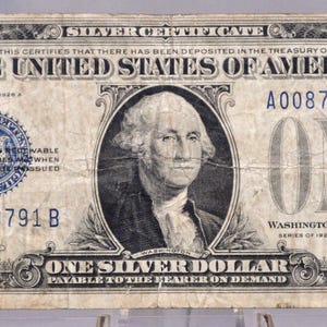 1928-A 1 Dollar Silver Certificate - Low Serial Number - Funny Back Note, A-B Block - 1928A One Dollar Silver Certificate - Fr#1601