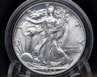 1945 P D & S Walking Liberty Silver Half Dollar - Choose By Mint and Condition Philadelphia Denver San Francisco WW2 Era 50 Cent Coin