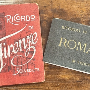Two Vintage Italian Souvenir Albums - Vintage Italian &quot;Ricordo di Firenze & Ricordo di Roma&quot; 30 Vedute Souvenir Books - Leporello Albums