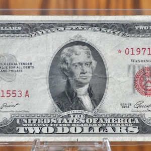 1953 STAR NOTE Red Seal 2 Dollar United States Note - VF (Very Fine) Grade - 1953 Two Dollar U.S. Star Note 1953 Star Note Fr#1509*