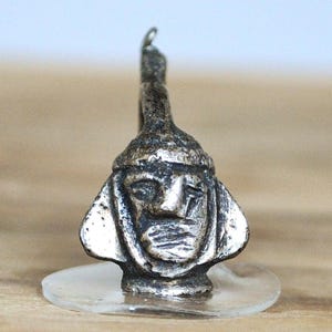 Antique Sterling Silver Moche Portrait Vessel Charm - Pre-Columbian Coastal Peru Pendant - Andean Jewelry