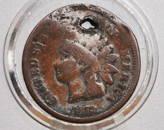 Penique de cabeza india de 1872 - Dañado - Fecha semi-clave - 1 centavo estadounidense de 1872