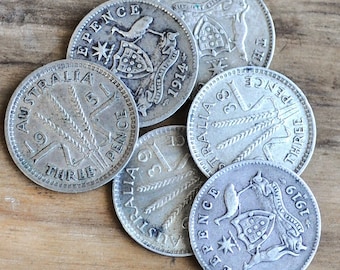オーストラリア 3ペンス硬貨 1951～1957年 銀貨 3ペンス - 切り売り
