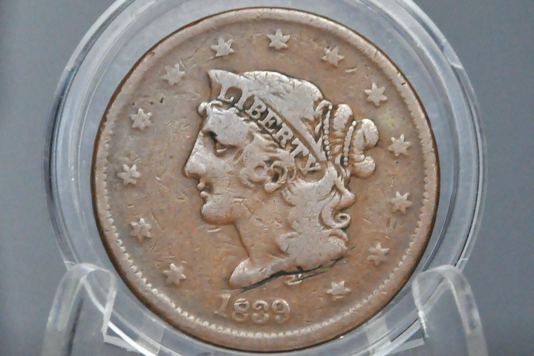 1839 Large Cent - Very Fine Details - 1839 US 1 Cent - 1839 One