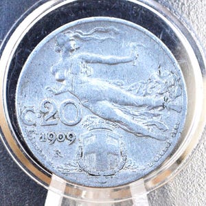 1909 Italian 20 Centesimi Coin - Vittorio Emanuele III - C.20 - VG (Very Good) Condition; Beautiful Design & Artwork - Italy 20 Centesimi