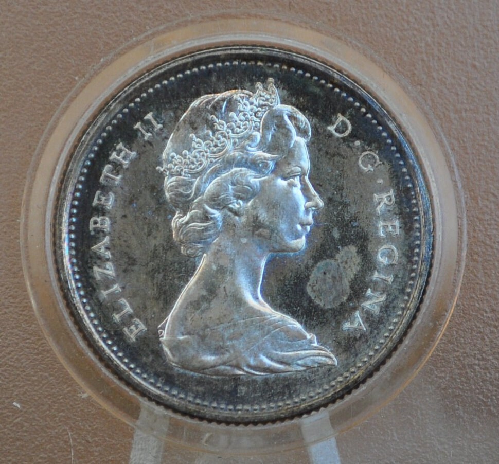 NGC GEM UNC 2002P カナダ ジュビリーバスト クイーンエリザベス 1967 Canadian Silver Quarter - BU (uncirculated), Prooflike