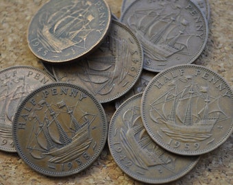 Uk Half Pennies - Choose By Date - Great Britain Half Penny 1800s, 1910'S 20'S 30S 40'S 50'S 60'S Halfpenny, Ha'penny Uk Coins