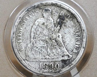 1890年 シーテッド・リバティ シルバーダイム – ヴィンテージ アメリカ