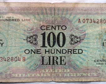 1943 年 100 リラ イタリア紙幣 - 状態良好 - イタリア 100 リラ紙幣