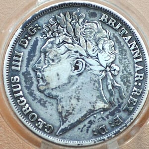 1825 Great Britain Silver 1 Shilling UK One Shilling 1825 - XF -Laureate Head, Rare George III 1 Shilling 1825 Silver, Excellent Detail