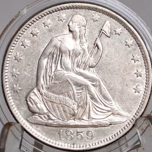 1859-O Seated Liberty Half Dollar - Choice AU - 1859O Liberty Seated Silver Half Dollar 1859 - All TreasureHunterCo. Coins are Authentic