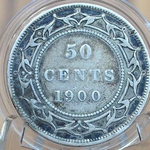 1900 Newfoundland 50 Cent Coin - VF (Very Fine) Grade / Condition - Only 150,000 made - Fifty Cents Newfoundland 1900 - Queen Victoria