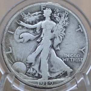 1919-D Walking Liberty Half Dollar - Choose by Grade - Silver Half Dollar 1919 D - Denver Mint 1919 D Wlh 1919 D Half Dollar, Semi-Key Date