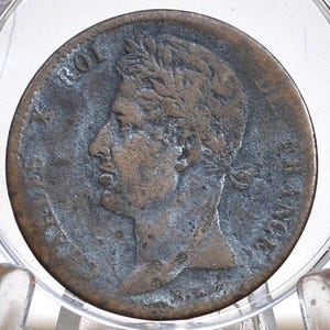 Rarer 1825 French Colonies 5 Centimes Coin - Great Condition - Charles X - Beautiful Coin