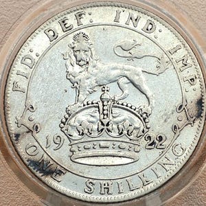 1922 Great Britain Silver 1 Shilling UK One Shilling 1922 - XF Grade, Great Detail - 1 Shilling 1922 Sterling Shilling UK