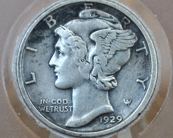 1929-D Mercury Silver Dime - Choose by Grade - Denver Mint - 1929 D Winged Liberty Head Dime - 1929 D Silver Dime Mercury Dime 1929 D