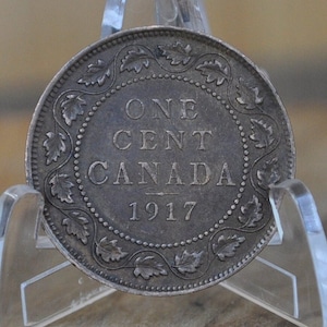 1917 Canadian One Cent - XF (Extremely Fine) Condition - King George V - One Cent Canada 1917 Large Cent - 1917 Large Cent