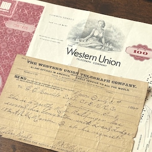 Western Union Telegraph Co. Lot of Two Documents - Vintage Western Union Telegraph Paperwork Lot of 2