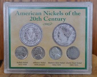 American Nickels of the 20th Century Collection - Silver War Nickels, Jefferson Nickels, Buffalo Nickels, and V Nickels Liberty Head