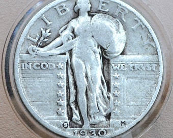 1930 S Standing Liberty Silver Quarter - Fine Grade / Condition - Silver Quarter 1930-S Liberty Standing Quarter