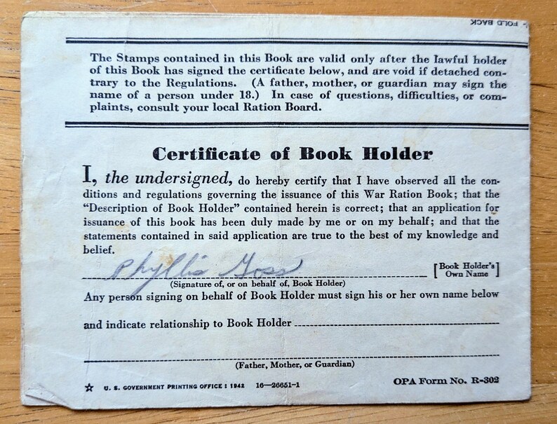 1942 World War II Ration Book No. 1 - With or Without Stamps - 1942 ...