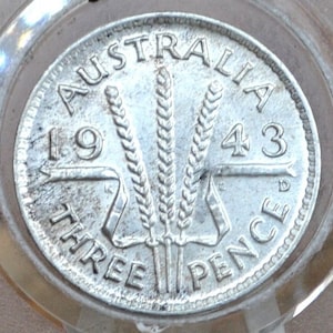 1943 Australia Silver Threepence - Great Condition - 50% Silver - 1943 Australian Three Pence 3 Pence