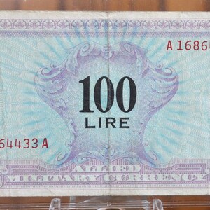 Banconota italiana da 100 lire del 1943, ottime condizioni, banconota italiana da cento lire del 1943, emissione dei militari alleati della seconda guerra mondiale, vecchia carta moneta della seconda guerra mondiale