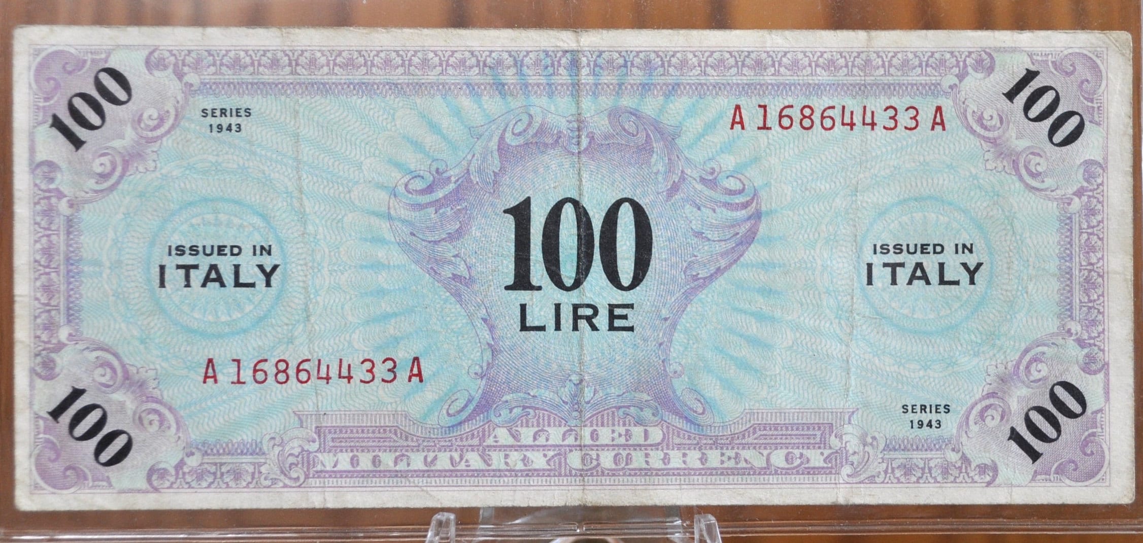 1943 年 100 リラ イタリア紙幣 - 状態良好 - イタリア 100 リラ紙幣