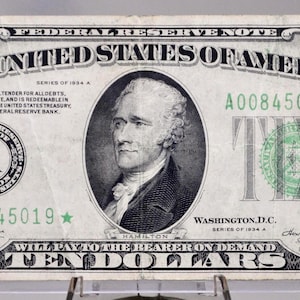 1934-A Federal Reserve 10 Dollar Star Note - Choice Very Fine (Vf+) - Boston (A) Issue - 1934A Green Seal Ten Dollar Star Note - Fr#2006-A*