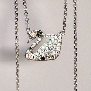 Swarovski crystal swan necklace - Etsy 日本