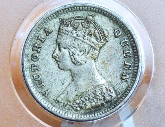 1885 年香港銀貨 10 セント - AU コンディション - 英国香港ダイム