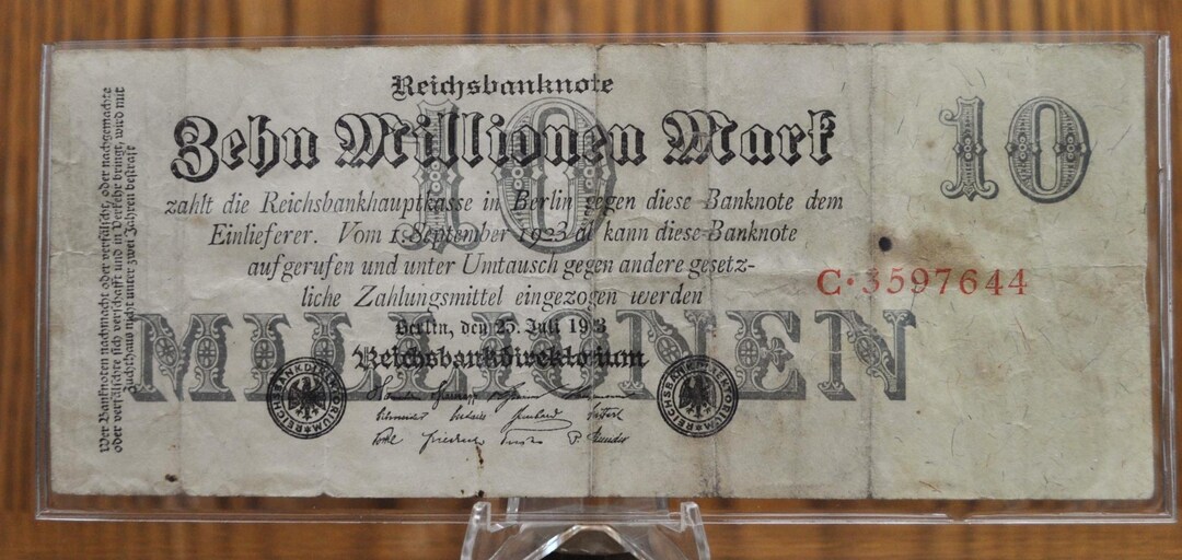 1923 Germany 10 Million Mark Reichsbanknote Post wwi German Inflation 1923 Germany 10 Million Mark Reichsbanknote Post wwi German Inflation