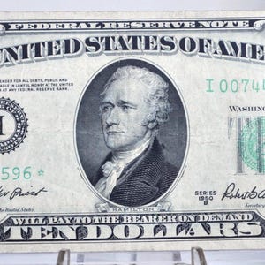 1950-B Federal Reserve 10 Dollar Star Note - Minneapolis (I) Issue - Low Serial Number - 1950B Ten Dollar Green Seal Star Note - Fr#2012-I*