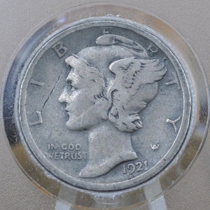1921 P&D Mercury Silver Dimes -Key Date- Choose by Mint and Grade - Philadelphia and Denver Mints - 1921 Winged Liberty Head Dime 1921 Dime