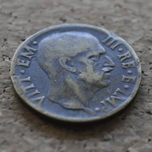 1940s 5 Cent Italian Coin - Victor Emmanuel III - WWII Era Italy Coin