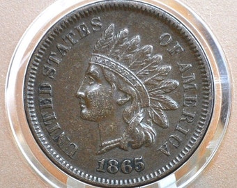1865 Indian Head Penny - Choose by Grade - Civil War Era Coin - 1865 Cent US One Cent 1865 Indian Head Cent - Early Date