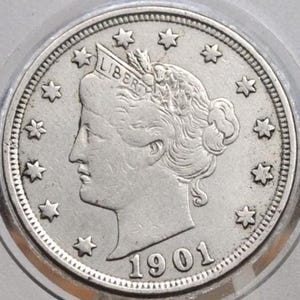 1901 Liberty Head Nickel - Wählen Sie nach Grade - V Back Nickel Liberty Head Nickel 1901 V Nickel - 1901 Nickel