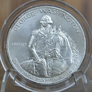 ③ジョージワシントン生誕250周年記念 ワシントンシルバーピースプルーフ1982 アメリカ】ジョージ・ワシントン生誕250年記念 50セント 銀貨 プルーフ