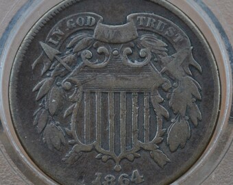 アメリカ　２セント銅貨　1864年 美品 1864年 2セント硬貨 - グレード/状態から選ぶ - 南北戦争時代の