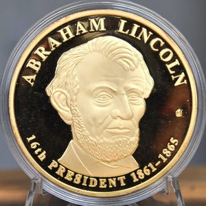 Abraham Lincoln Presidential Trial Dollar - 24k Gold Plated Abraham Lincoln Trial Dollar