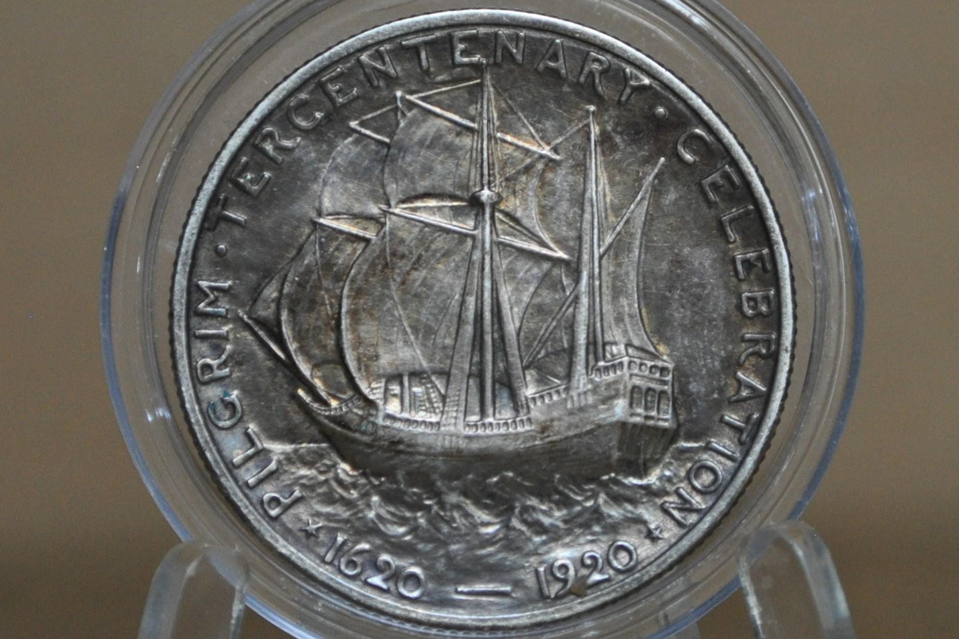 Authentic 1920 Pilgrim Tercentenary Silver Commemorative Half