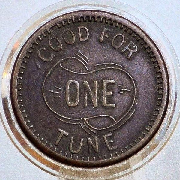 Ficha de Jukebox Vintage - Ficha válida para una melodía - Ficha de latón de 5 centavos