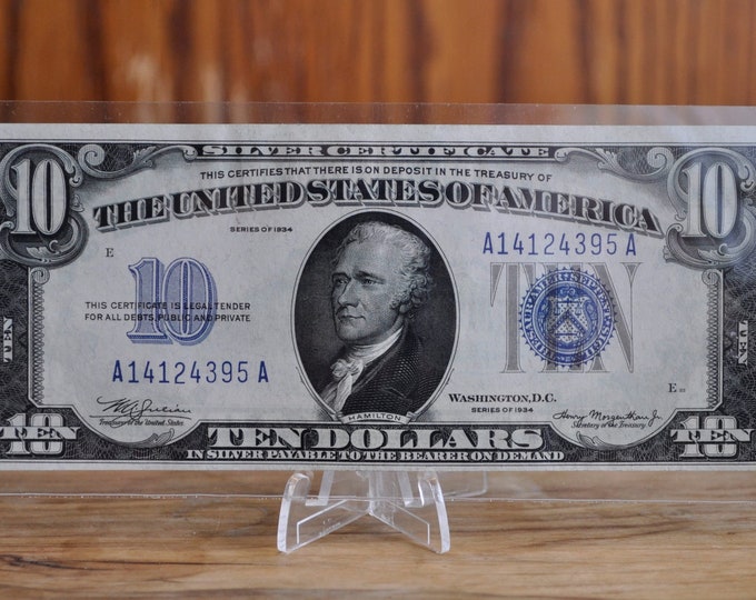 1934 10 Dollar Silver Certificate CU choice Uncirculated Grade 1934 10 Dollar Silver Certificate CU choice Uncirculated Grade