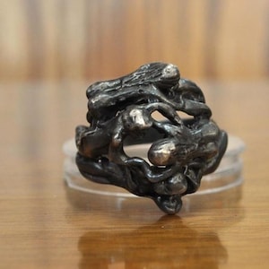 Unique Hand Made Sterling Silver Sex Orgy Style Ring - 925 Sex Ring - Size 10 - Large 925 Sex Ring