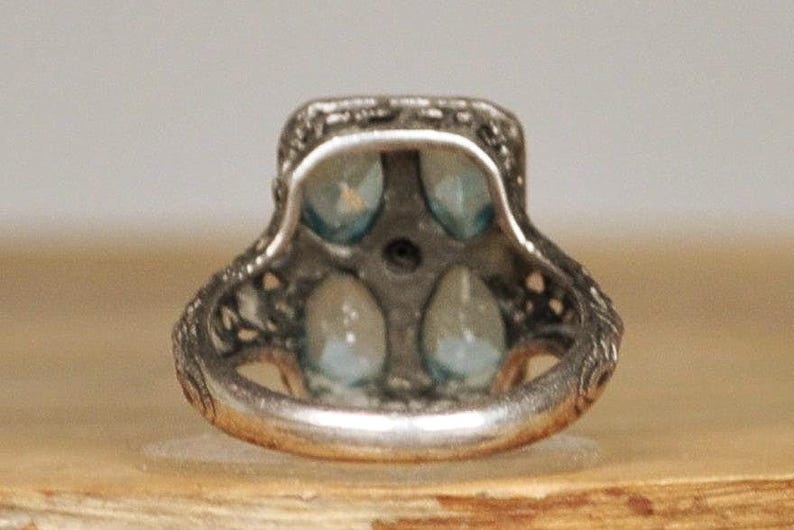 Designer CNA Victorian Revival Blue Topaz Ring - Size 5 - Stamped and ...