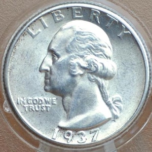 1937 Washington Silver Quarter - Choose By Grade - 1937 P Washington Quarter Philadelphia Mint 1937 Quarter
