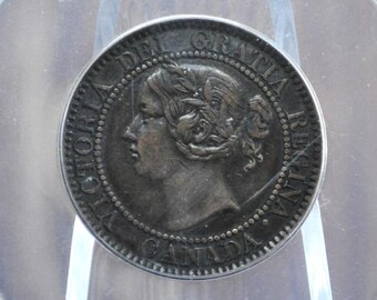 1859 Canadian Cent Re-punched Date #1, ANACS Certified XF45
