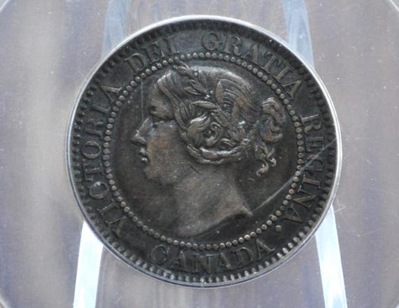 1859 Canadian Cent Re-punched Date #1, ANACS Certified XF45