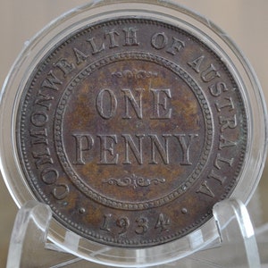 1934 Australian One Penny - XF - King George - Australian One Cent 1934